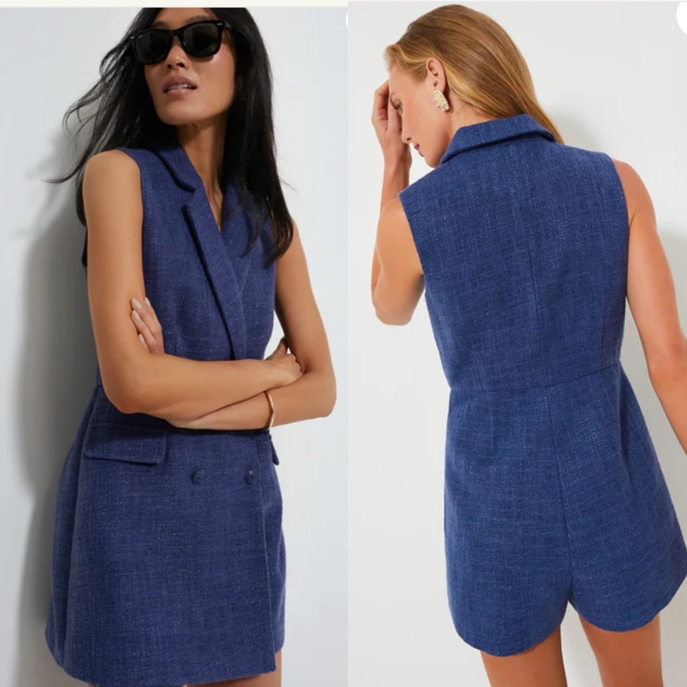 Pomander Place for Tuckernuck Campbell Tweed Romper Navy XS
